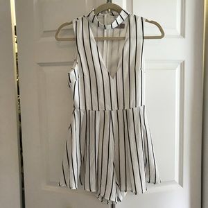 LF Rumour Boutique striped choker romper size S